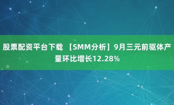 股票配资平台下载 【SMM分析】9月三元前驱体产量环比增长12.28%